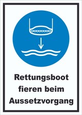 thumbnail of Rettungsboot fieren beim Aussetzvorgang Schild A3 Rückseite selbstklebend