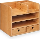 thumbnail of Relaxdays Schreibtisch Organizer, 2 Schubladen, 5 Fächer, HxBxT: 26,5 x 33 x 24 cm, Bambus-Organizer fürs Büro, natur