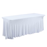 thumbnail of Mesa plegable de 180 cm con mantel blanco.
