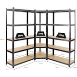 thumbnail of PROREGAL Mega Deal 1x étagère d'angle et 2x étagère robuste RAGNAR | HxLxP 180x90x40cm | Charge du compartiment 175kg | Noir | Étagère de garage