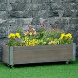 thumbnail of Outsunny Fioriera Rettangolare in Legno con Ruote e Freno Grigio