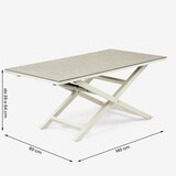 thumbnail of Mesa lateral de vidro temperado, elevável, Alumínio, branco envelhecido, 140x80x29/64cm