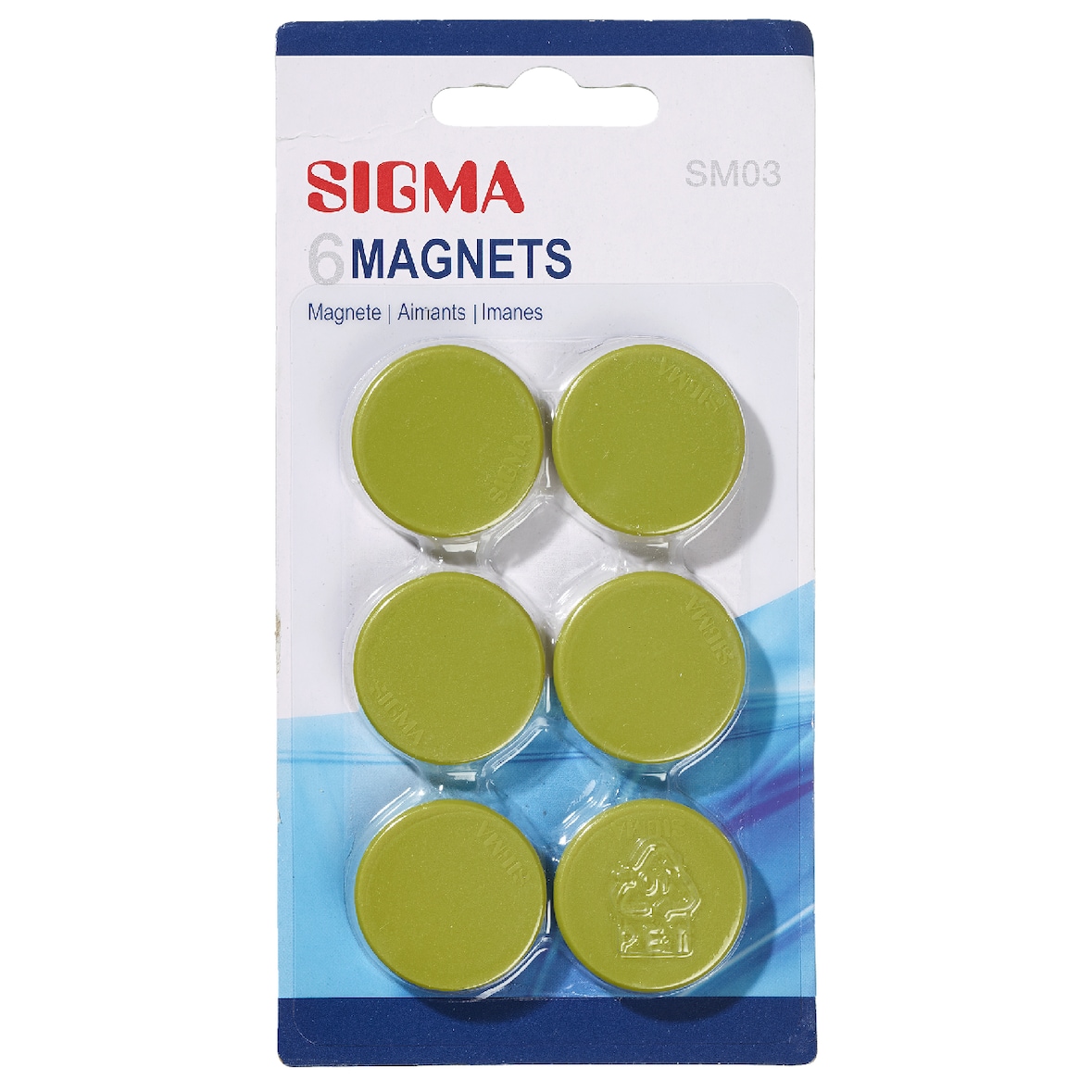 SIGMA Magnete, Polystyren, Ø 3.2 cm, hellgrün, 6 Stück