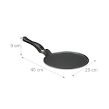 thumbnail of Relaxdays Crêpepfanne mit Teigverteiler & Holzspatel, induktionsgeeignet, Aluminium, Pfannkuchenpfanne, Ø 25 cm, schwarz