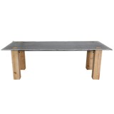 thumbnail of Eettafel HWC-L76, eetkamertafel, industrieel massief hout MVG-gecertificeerd 240x100cm, naturel met metaal look