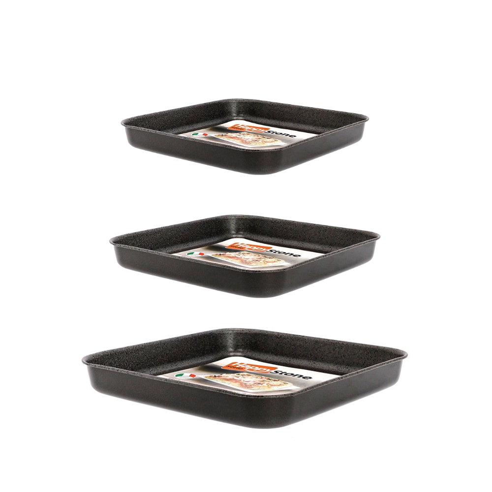 Mamù set van 3 vierkante bakvormen 20/30/40 cm, antiaanbaklaag, aluminium, PFOA-vrij, krasbestendig, gemaakt in Italië