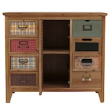 thumbnail of Cassettiera apotecaria HWC-O63, armadio Cassettiera portaetichette per persiana vintage shabby 80x91x40cm ~ corpo naturale