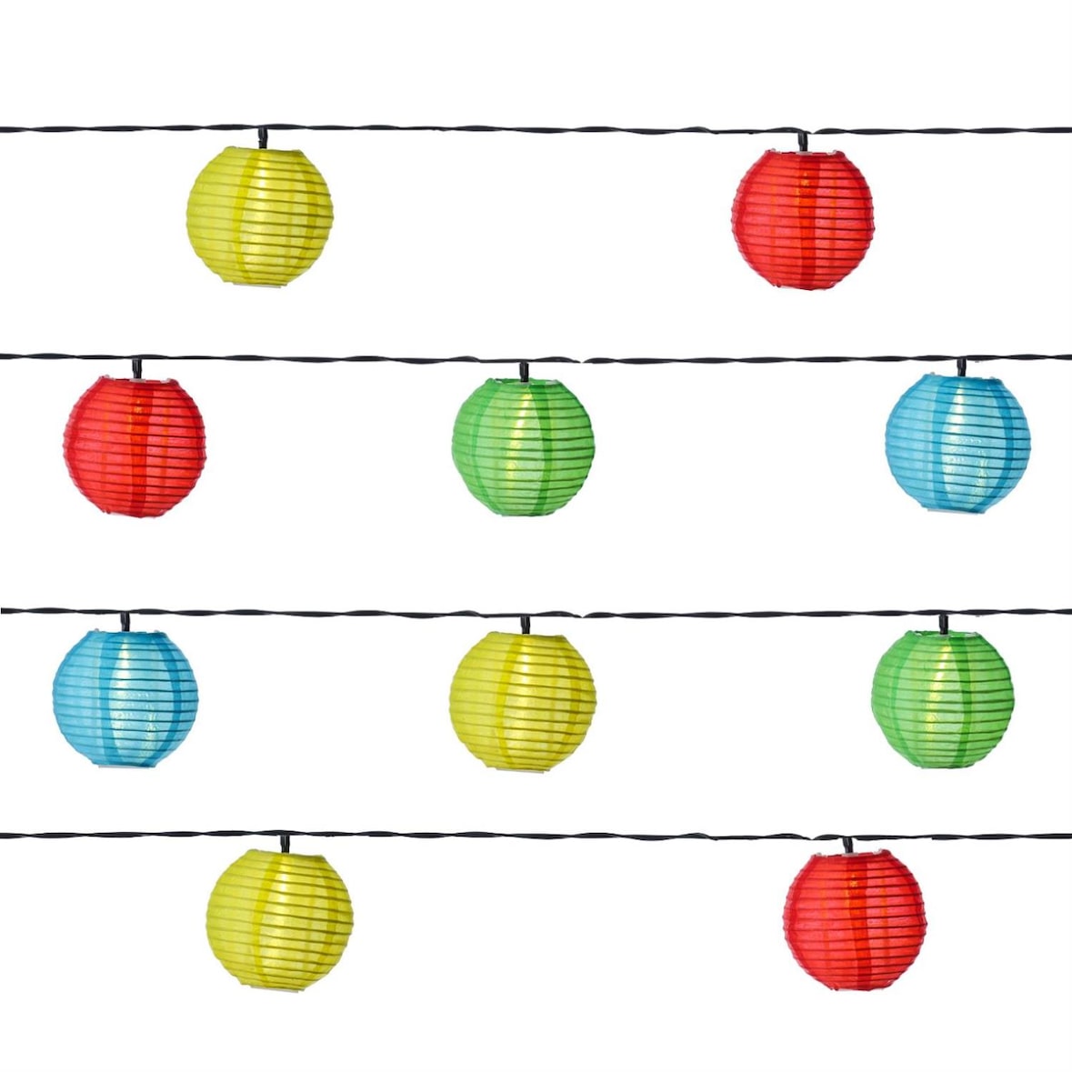 LED Solar Lampionkette 10 bunte Lampions 8 Funktionen 4,5m Garten Balkon