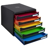 thumbnail of EXACOMPTA Cassettiera Big-Box Plus 309914D, 5 cassetti, box polistirolo monoblocco, (PxlxAlt) 34,7x27,8x27,1 cm, gamma Black Office nero/arlecchino