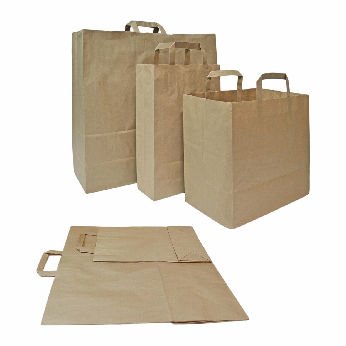 150x Papiertragetaschen aus Kraftpapier 450+170x470mm braun 100 gr.