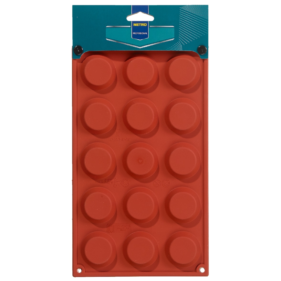 METRO PROFESSIONAL Stampo da forno per crostatine, silicone, 35 x 17.5 x 1 cm, resistente a temperature da -60 a +230 °C, impilabile, arancione