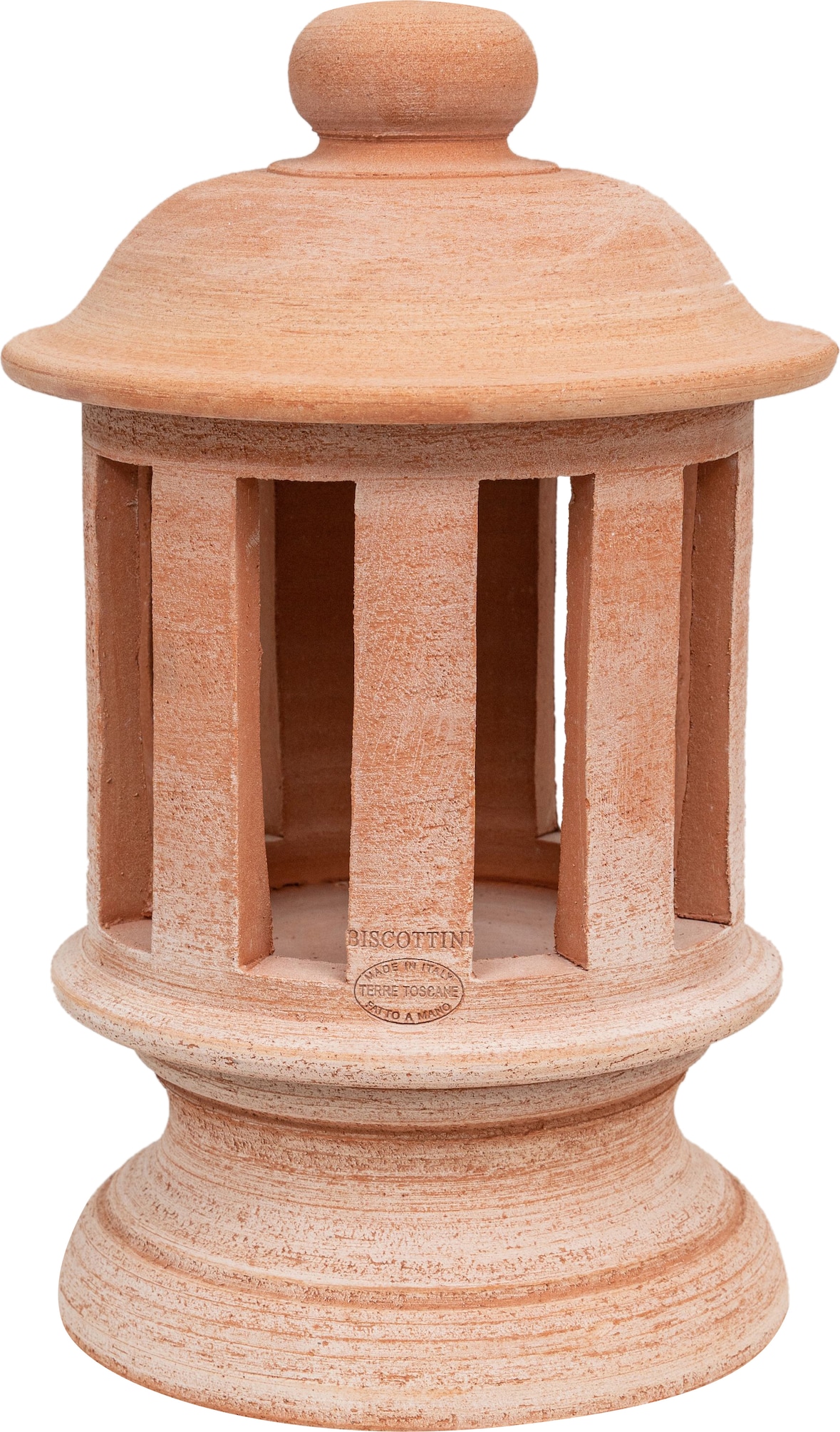 Biscottini Lanterna decorativa per esterno 26x26x45 cm - Lanterna portacandele da giardino - Lanterna in terracotta da terra Made in Italy