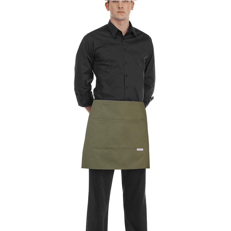 Egochef Pack de 2 Delantales Cintura Barman Olive Green. Unisex-UNICA