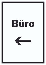 thumbnail of Büro Schild mit Text und Richtungspfeil links Office Bureau hochkant A1 (594x841mm)
