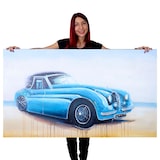 thumbnail of Pittura ad olio auto d'epoca, 100% dipinto a mano pittura murale XL, 140x80cm