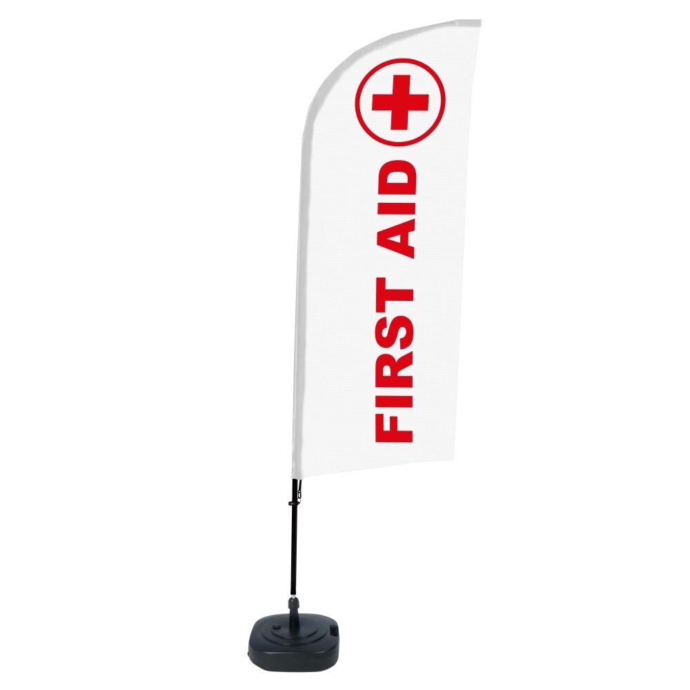 Showdown Beachflag - Komplett-Set - First Aid Englisch - Weiß/Rot/Schwarz