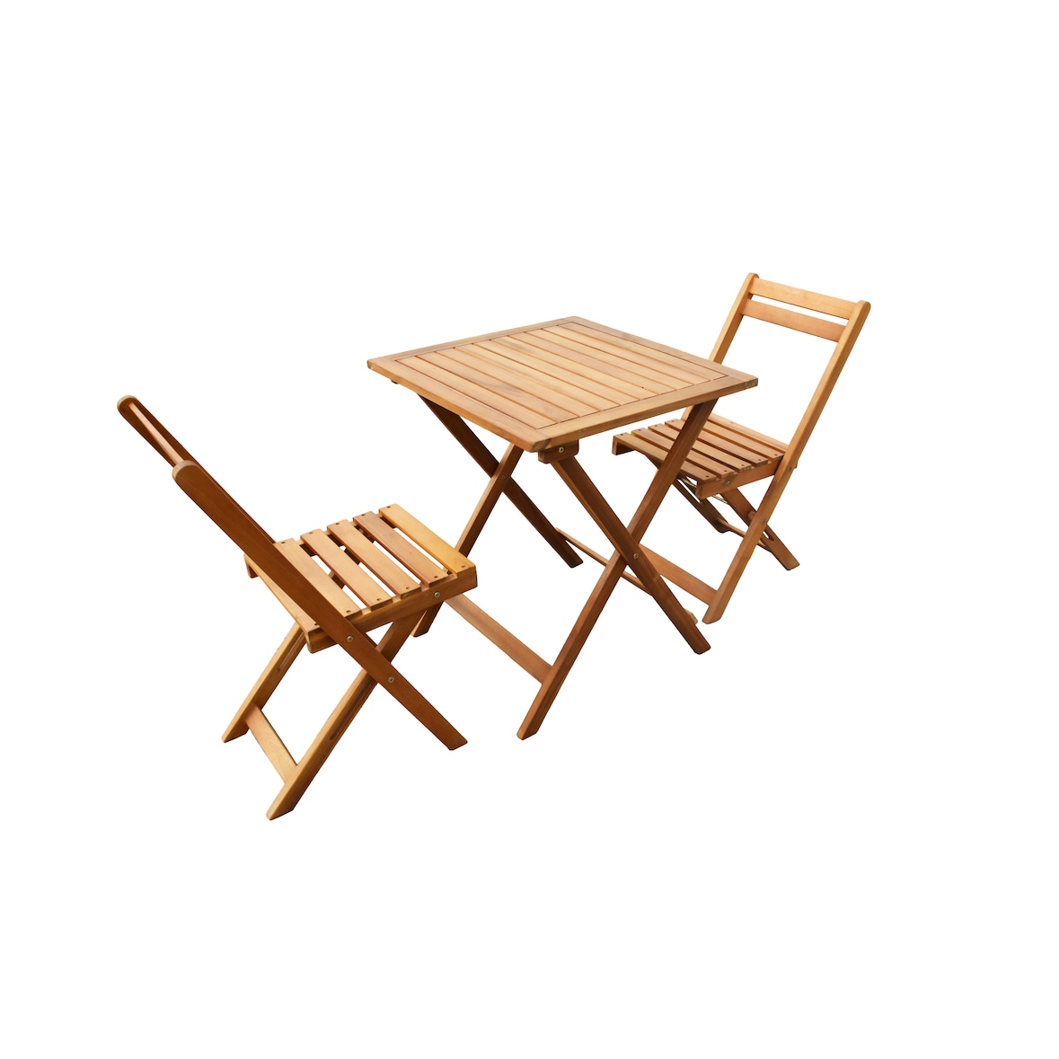 aro Bistro Set klappbar 3-tlg., Akazienholz, 2 Stühle, 1 Tisch, natur
