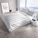thumbnail of Bettwäsche 155x220 cm Baumwolle 4 teilig Weiß Grau Streifen modern mit Reißverschluss