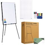 thumbnail of BRASQ Flipover - 70x100cm - Verstelbaar Whiteboard - Incl. 25 vellen papier, 4 Stiften, 8 Magneten, Wisser - met Haken - Aluminium Zwart