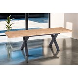 thumbnail of Esstisch Schweizer Kante MDF-Platte eichenfarben 180 x 90 X-Gestell schwarz Bird