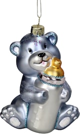thumbnail of Christbaumschmuck Glas 11,4cm Teddy mit Babyflasche Figur Kugeln Weihnachtsbaum Anhänger Weihnachten Christbaumanhänger Weihnachtsbaumschmuck Blau
