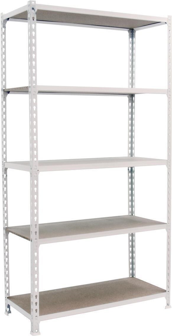 PROREGAL Schwerlastregal MULI | HxBxT 180x80x40cm | 5 Fachböden | Fachlast 150kg | Weiß | Lagerregal Kellerregal Werkstattregal Metallregal