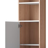 thumbnail of Merax Schreibtisch mit Aufbewahrung, unterer Schrank mit Türen & oberes offenes Regal, 123.5x45x168.5 cm, Weiß/Stabholz-Kontrast