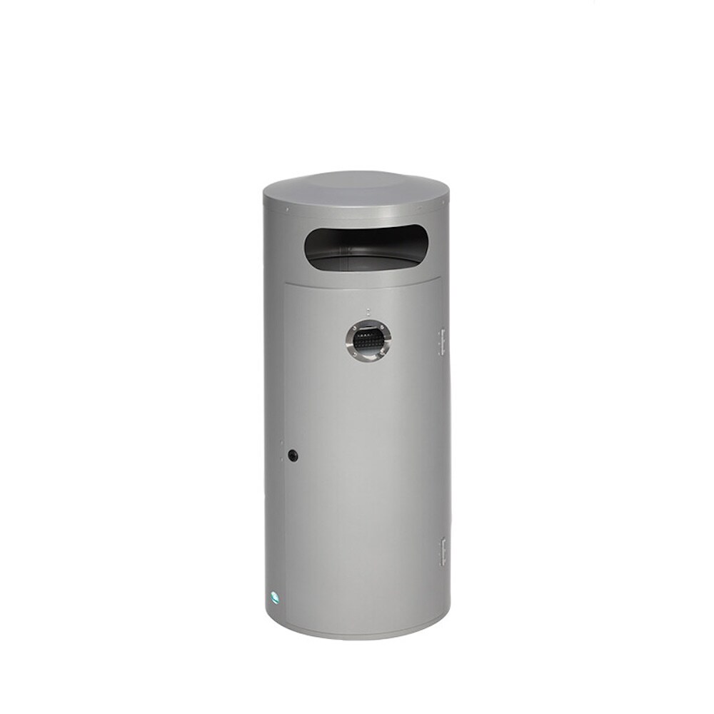 PROREGAL Kombiascher mit Einflügeltür | Ascher innen | 90 Liter, HxBxT 124,5x42x42cm | Verzinkter Stahl | Silber | Mülleimer Aschenbecher Abfalleimer