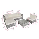 thumbnail of tectake Conjunto de descanso de ratán con estructura de aluminio, incluyendo fundas en 2 colores  Gris Claro