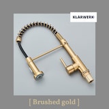 thumbnail of Bernd | Gastronomie Gold gebürstet Flexible Armatur | Edelstahl Wasserhahn Küche | Mischbatterie 360 Grad drehbar | Hochdruck 2 Anschlüsse