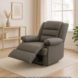 thumbnail of Fernsehsessel HWC-G15, Relaxsessel Liege Sessel, Leder + Kunstleder 101x87x100cm ~ taupe