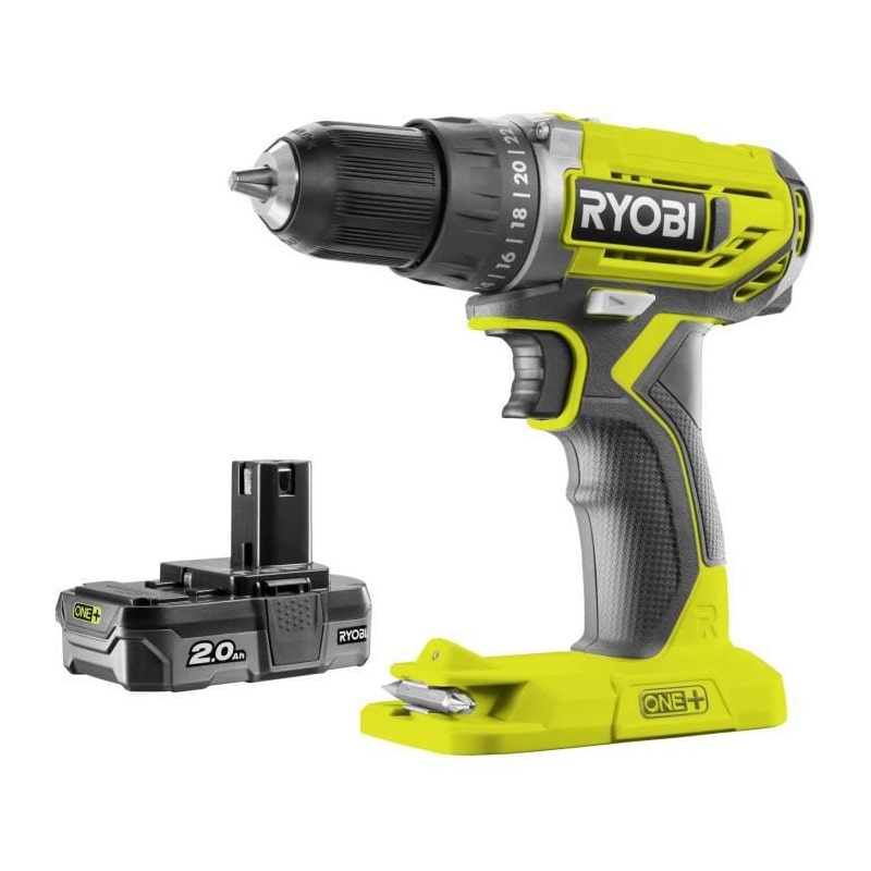 RYOBI Perceuse 18 volts ONE+ et 2 batteries 2,0Ah - R18DD2-220S
