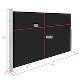 thumbnail of tectake Aluminium windscherm uitschuifbaar met oprolmechanisme - 200 x 300 cm, zwart - 401531