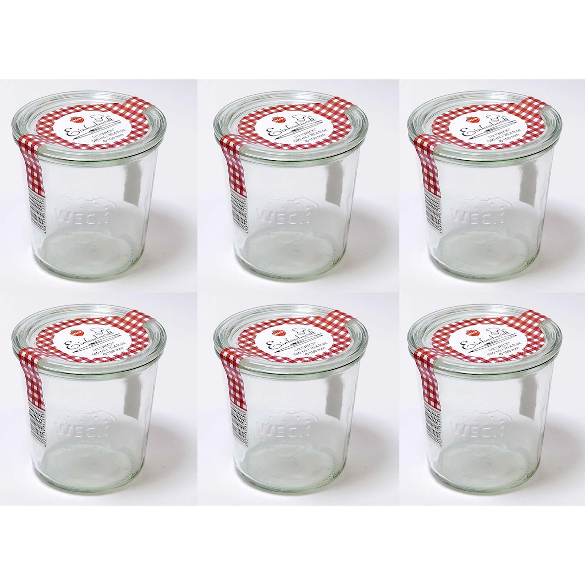 Einmachglas Einkochglas Einweckglas 580 ml Weck Sturzglas [ 6 Stück ] rund