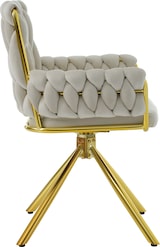 thumbnail of Merax Samt-Esszimmerstuhl, 2er set, Sessel, Schlafzimmer-Drehstuhl, Freizeit-Drehstuhl mit vier Stützbeinen aus Metall, beige