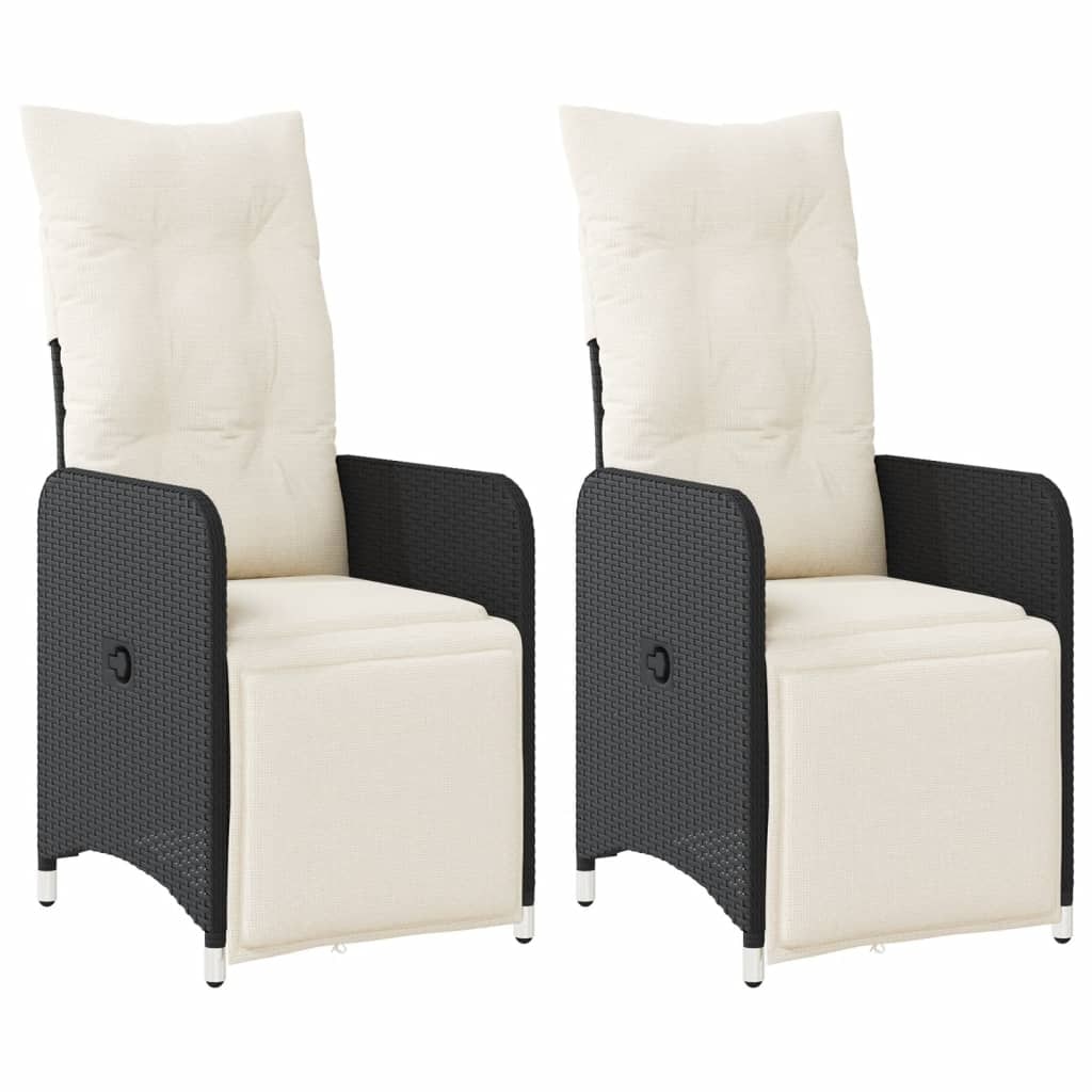 vidaXL Tuinstoelen 2 st verstelbaar met kussens poly rattan zwart