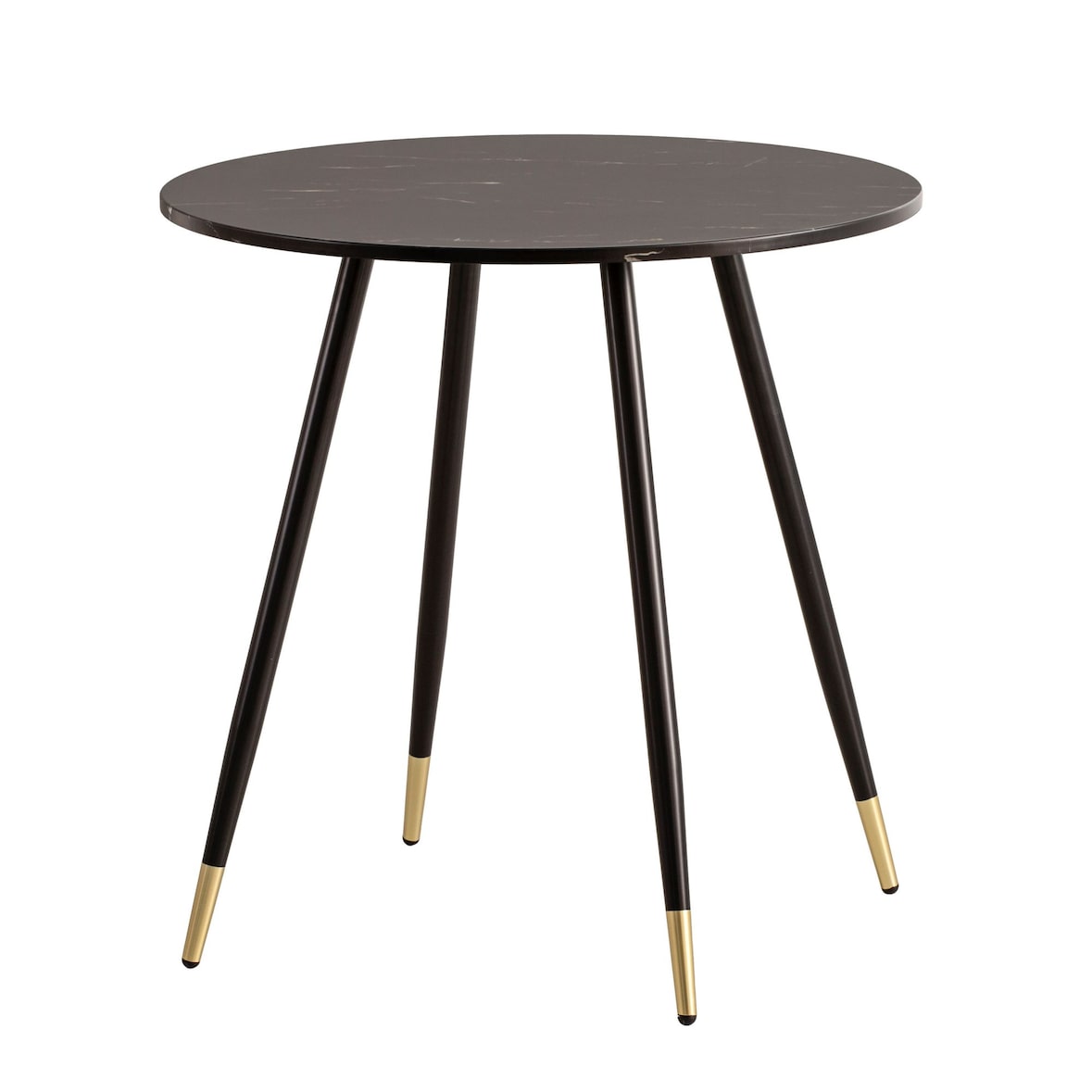 Esszimmertisch 75x75x76 cm Marmor-Optik Schwarz Esstisch Modern, Küchentisch mit Metallbeinen, Kleiner Speisetisch Esszimmer