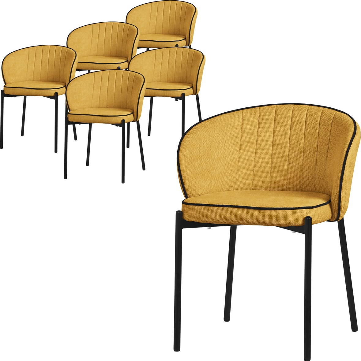 ML-Design Esszimmerstühle 6er Set Senf, Stoffbezug & Metallbeine