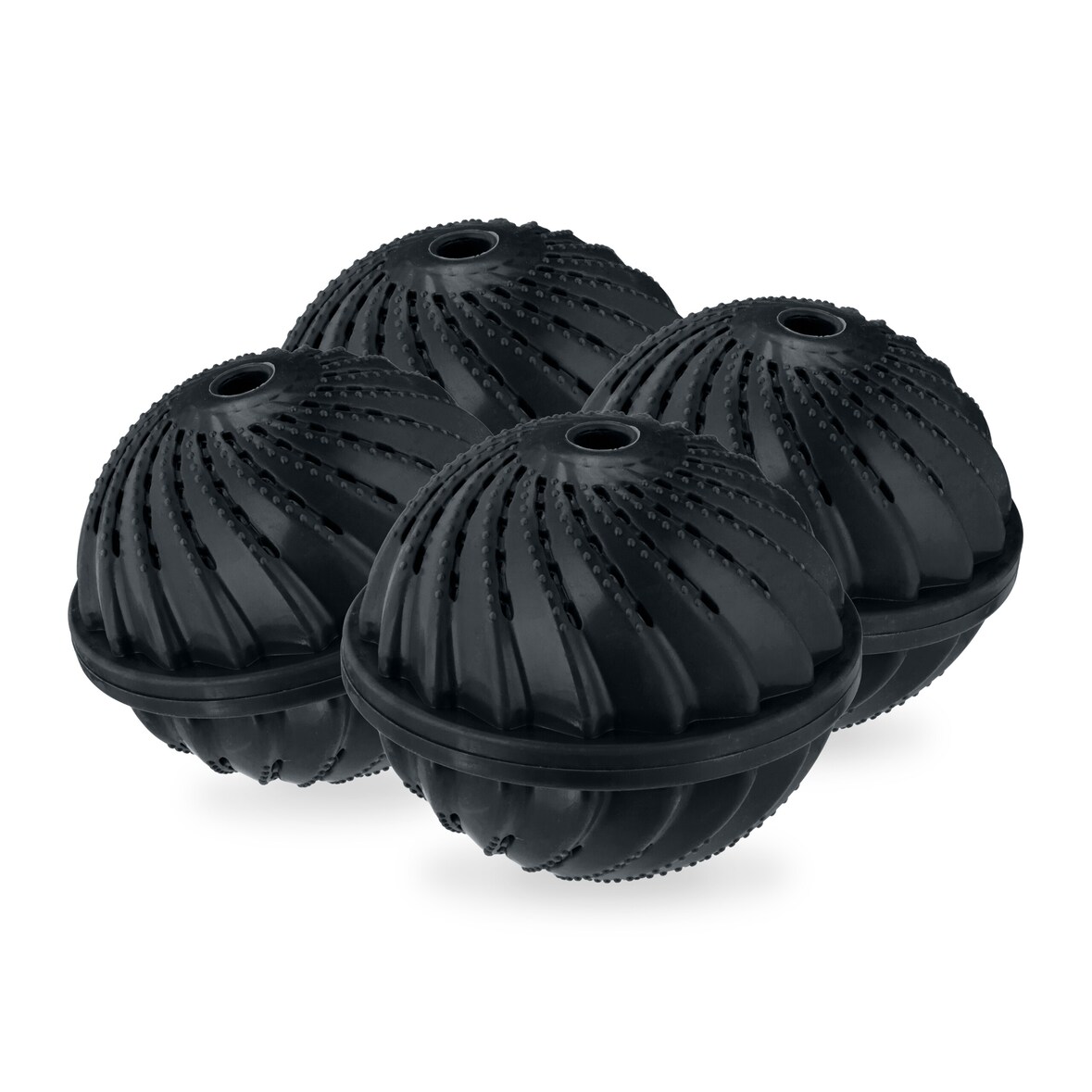 Relaxdays Waschball 4er Set, Waschkugel für Waschmaschine, ökologisch, hautfreundlich, Waschen ohne Waschmittel, schwarz