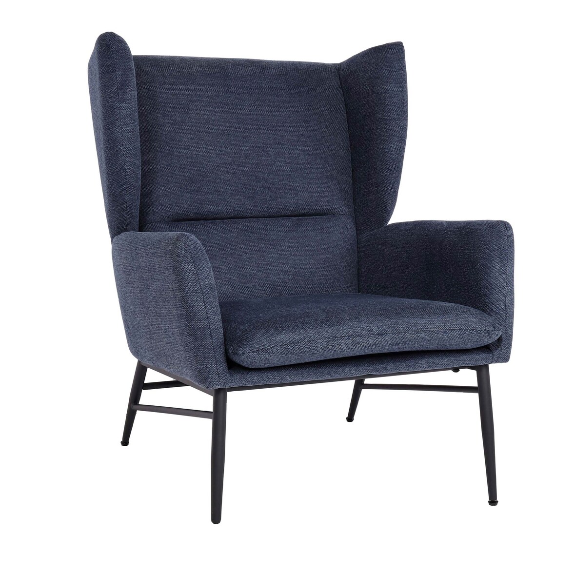 Lounge-Sessel HWC-L62, Ohrensessel Cocktailsessel Sessel Polstersessel, Stoff/Textil Metall ~ blau