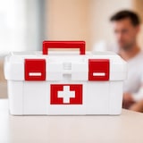 thumbnail of HMF Erste Hilfe Kasten zur Medikamenten Aufbewahrung, Medizinbox leer für Sportverein, Betrieb oder Zuhause, 37 x 20 x 18,5 cm, Weiß-Rot