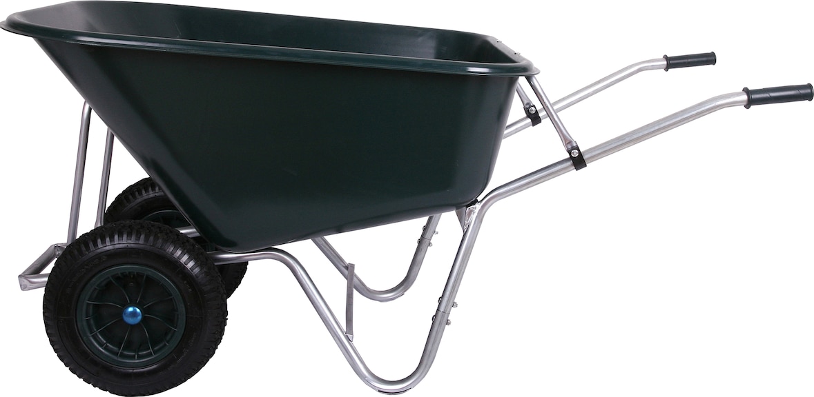 Schubkarre 200 Liter – 250 Kg Tragkraft, Grüne PVC-Mulde, Verzinkter Rahmen, Luftreifen, Zerlegbar – Für Garten, Stall, Baustelle