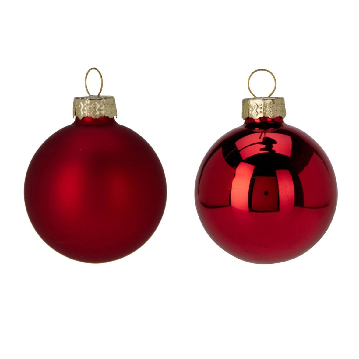 WellHome - Conjunto de 16 Bolas de Natal Vermelhas Ø3,5cm - Brilhante e Fosco