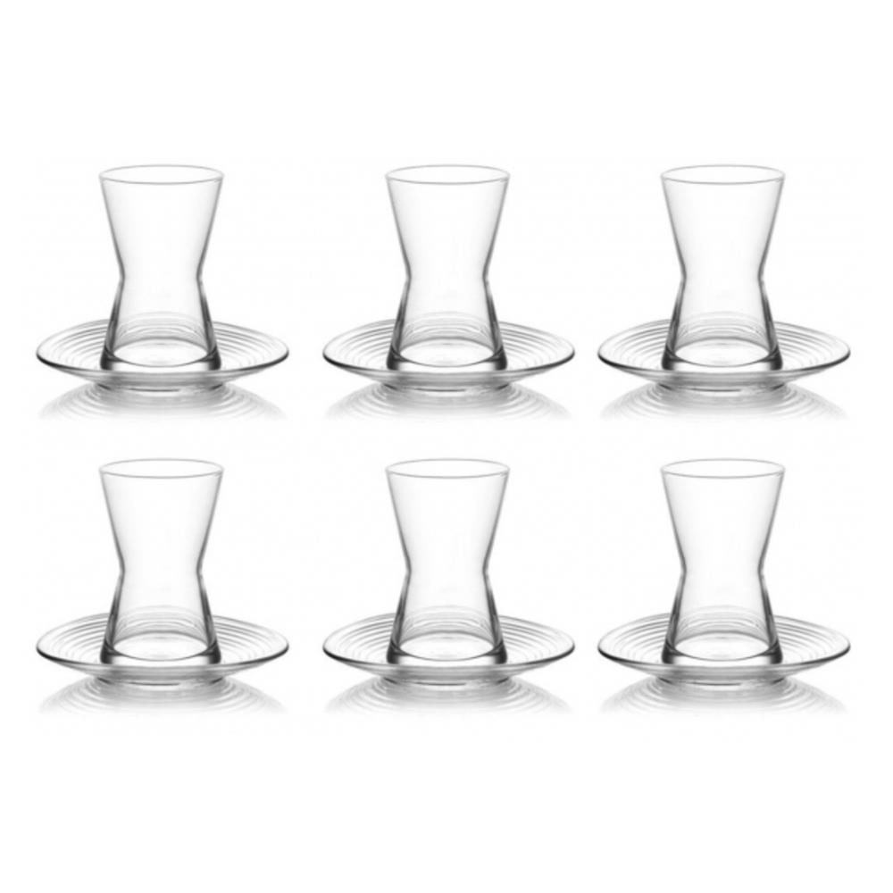 LAV Derin 12er Teeglas Set mit Unterteller 170ml Türkische Teegläser