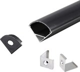thumbnail of 2m LED Aluprofil Alu Schiene Eckprofil Kanal System für LED-Streifen mit Schwarzer Abdeckung Profil J-S