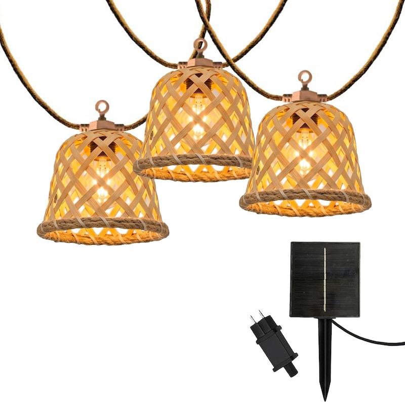 Lumisky MALY 10 LED 8M Solar-Lichterkette Bambus Beige