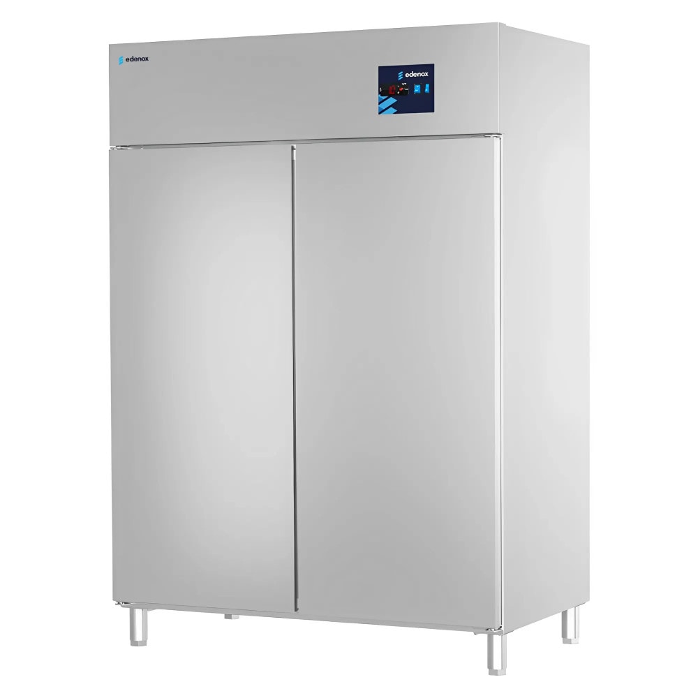 Frigorífico industrial 2 puertas GN 2/1 de 1400 litros para hostelería. Armario refrigerado profesional vertical INOX para bar y restaurante.