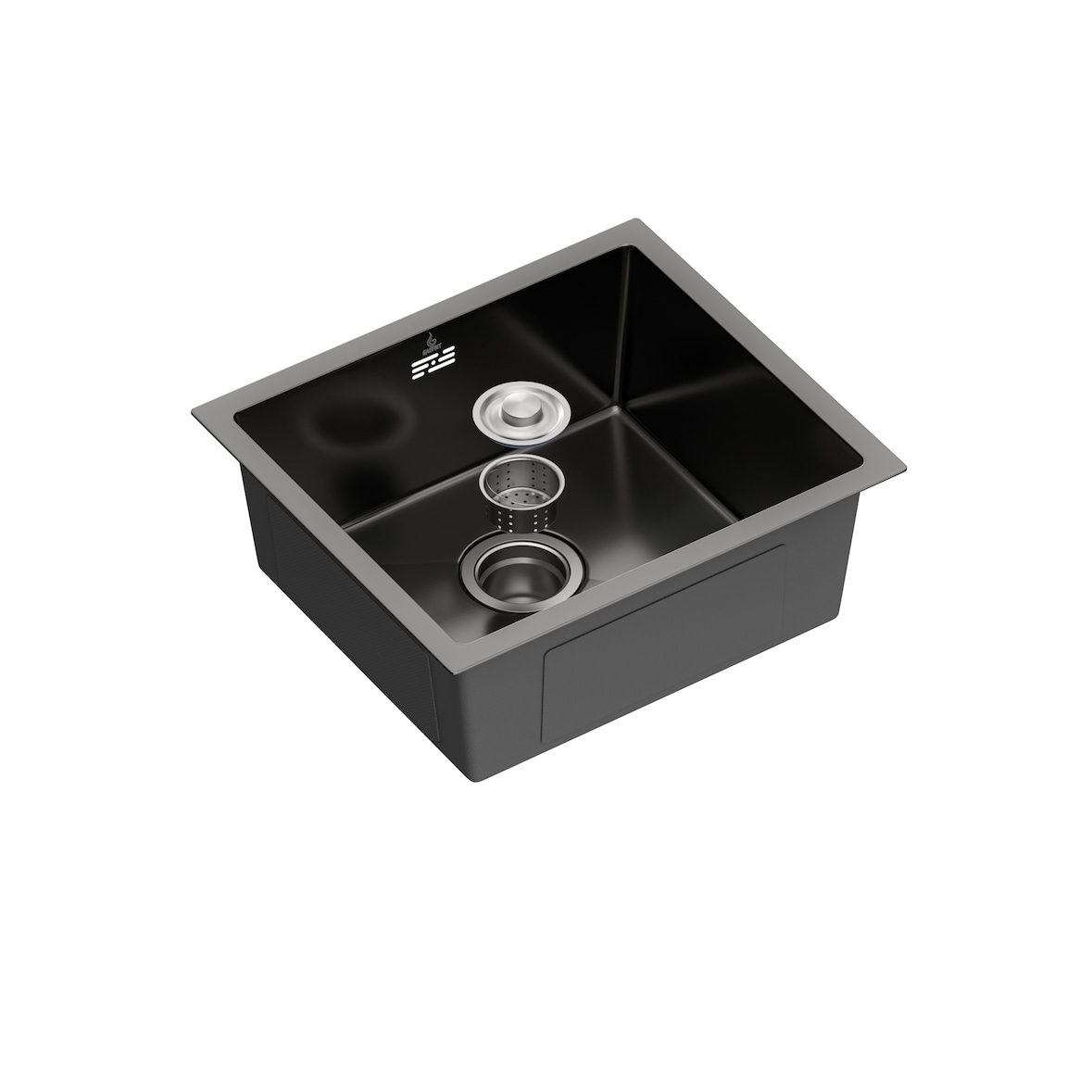 Gasfrit - Keukenspoelbak met sifon voor opbouwmontage van roestvrij staal in zwarte kleur, 1 spoelbak, 470 x 410 mm