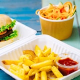 thumbnail of BIOZOYG 500 Stück Burger-Verpackungen 14.3 x 15 x 8.2 cm aus Zuckerrohrfasern, umweltfreundlich, Hamburger-Boxen und Öko-Hamburgerschachteln