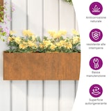 thumbnail of Helloshop26 - Jardinière bac lit surélevé plantes fleurs jardin terrasses murales lot de 2 Rouillé acier corten 53 x 10 x 17 cm 02_0039118